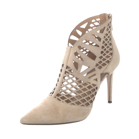Tamara Mellon 6 Femme 90 Suede Ankle Boots Lasercut Pointed Toe Booties Cream 36 - Picture 5 of 10